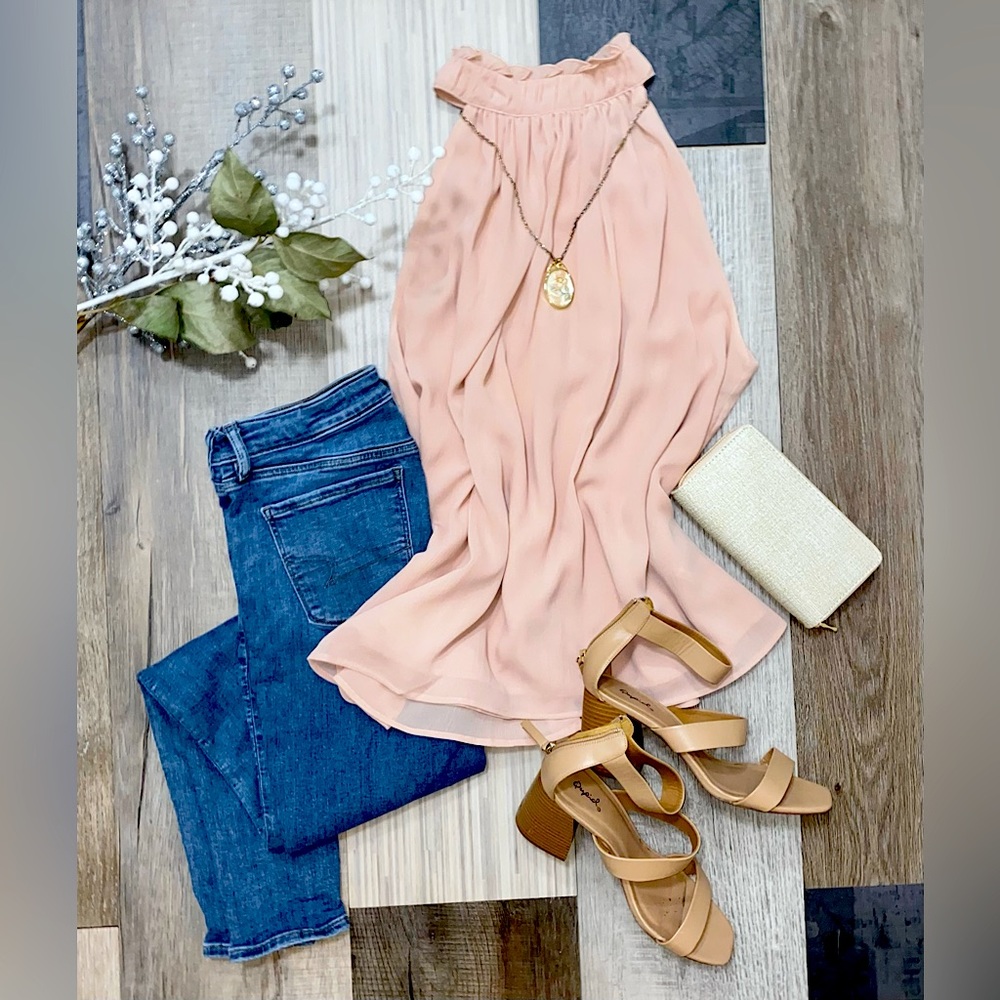 Blush higheck sleeveless blouse